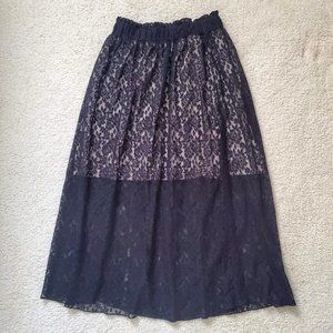 RACHEL Rachel Roy Black Lace Midi Skirt, small